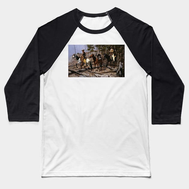 Prospecting for Cattle Range by Frederic Remington Baseball T-Shirt by Classic Art Stall